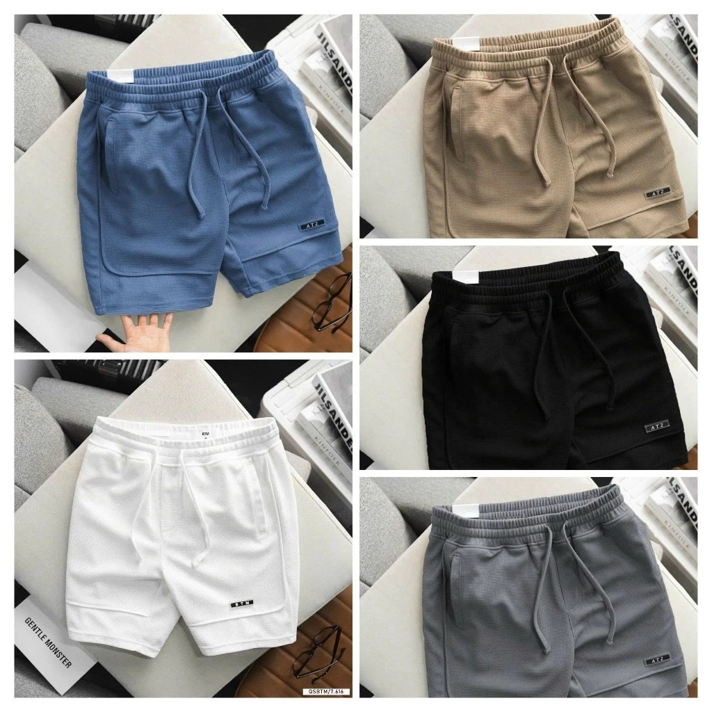 Men's soft stretch honeycomb Cotton fabric Short Pant - Brown - Image 3