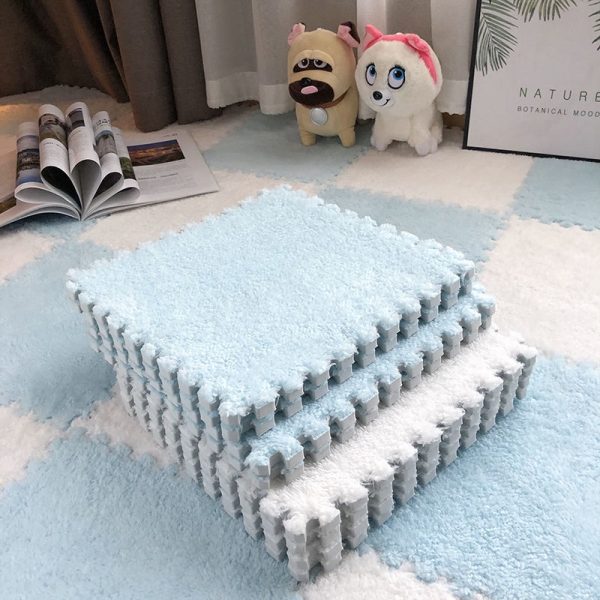 30cm Spliced Velvet Mat Suede Carpet Puzzle Foam Full House Floor Mats Crawling Mat - White
