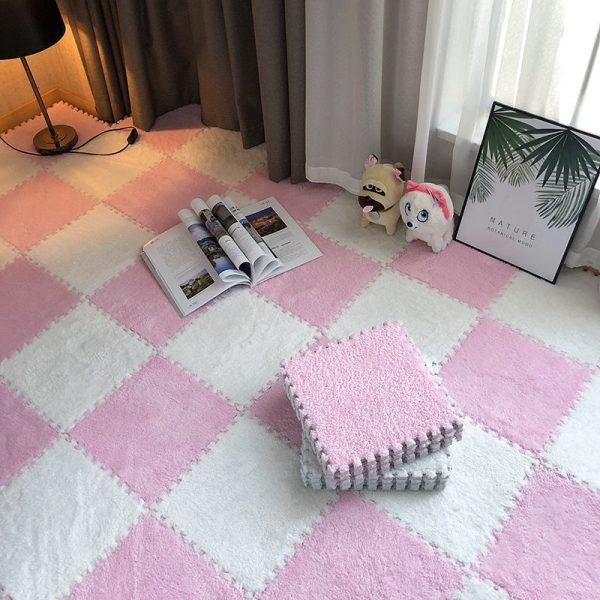 30cm Spliced Velvet Mat Suede Carpet Puzzle Foam Full House Floor Mats Crawling Mat - White