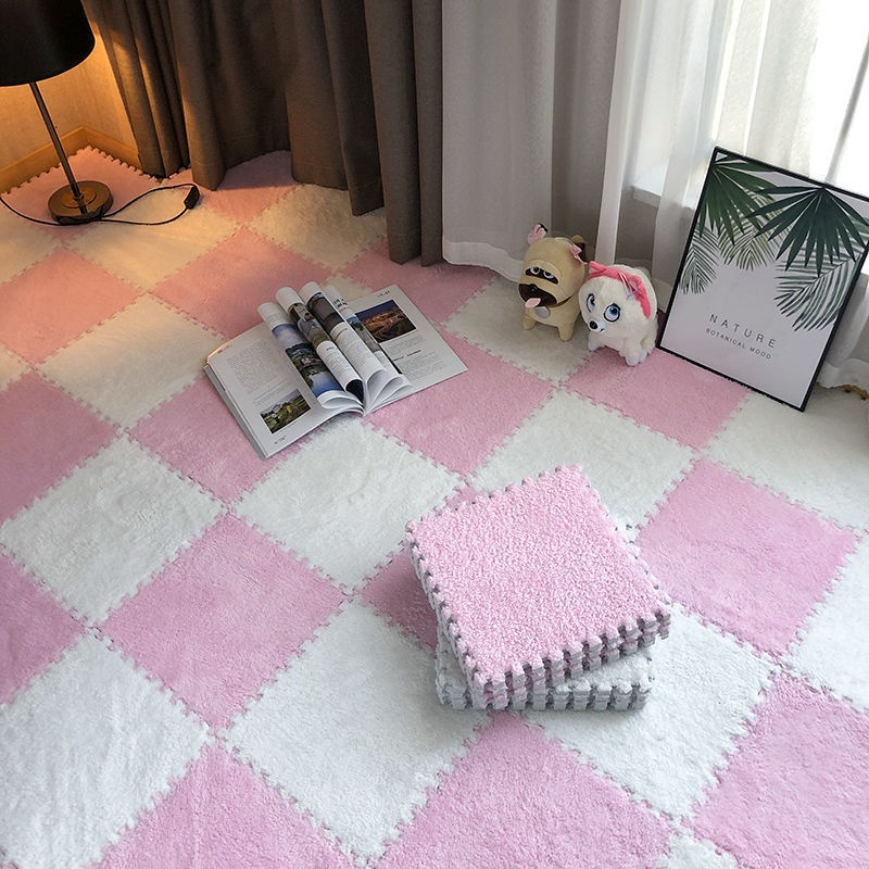 30cm Spliced Velvet Mat Suede Carpet Puzzle Foam Full House Floor Mats Crawling Mat - White - Image 7