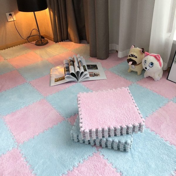 30cm Spliced Velvet Mat Suede Carpet Puzzle Foam Full House Floor Mats Crawling Mat - White