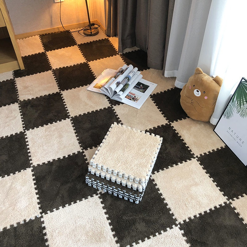 30cm Spliced Velvet Mat Suede Carpet Puzzle Foam Full House Floor Mats Crawling Mat - White - Image 3