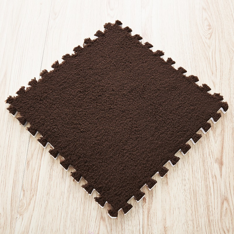 30cm Spliced Velvet Mat Suede Carpet Puzzle Foam Full House Floor Mats Crawling Mat - Black - Image 1