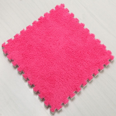 30cm Spliced Velvet Mat Suede Carpet Puzzle Foam Full House Floor Mats Crawling Mat - Rose Red