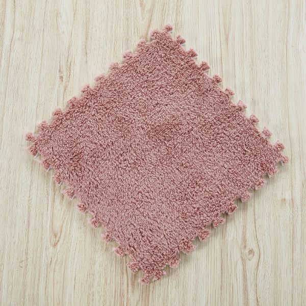 30cm Spliced Velvet Mat Suede Carpet Puzzle Foam Full House Floor Mats Crawling Mat - Watermelon Red