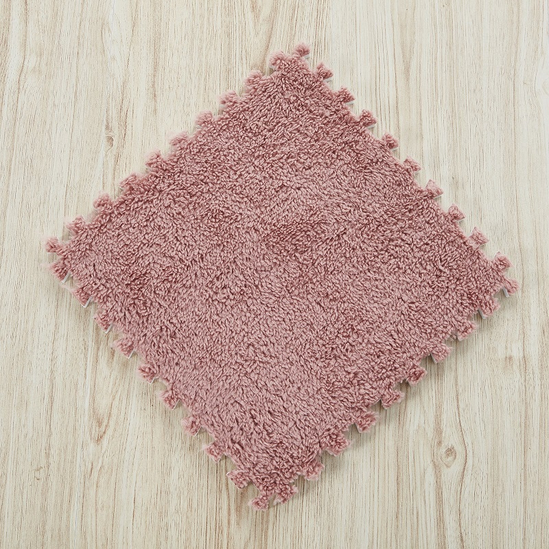 30cm Spliced Velvet Mat Suede Carpet Puzzle Foam Full House Floor Mats Crawling Mat - Watermelon Red - Image 1