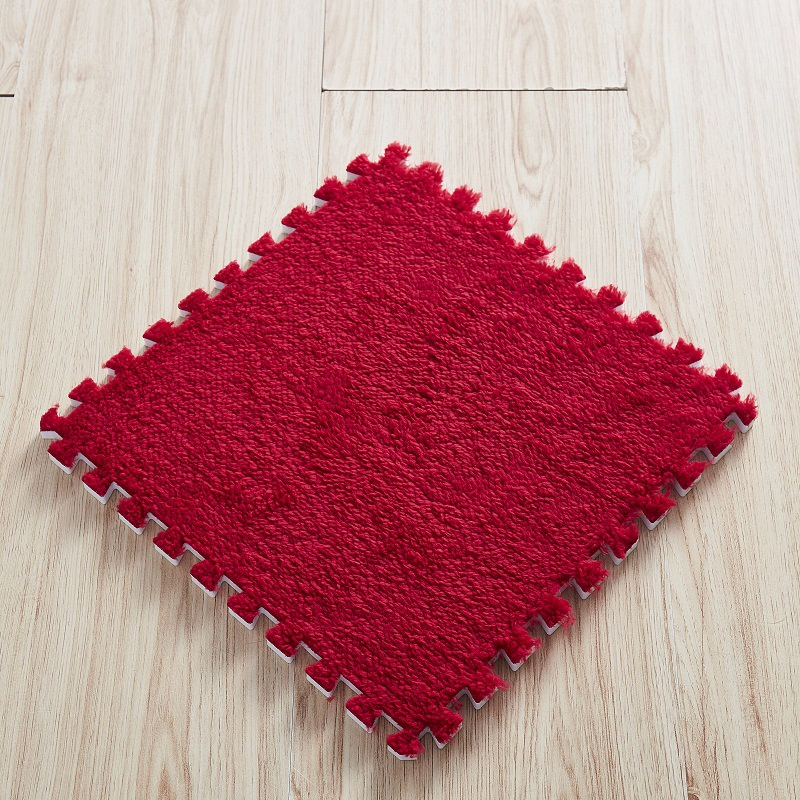 30cm Spliced Velvet Mat Suede Carpet Puzzle Foam Full House Floor Mats Crawling Mat - Red - Image 1
