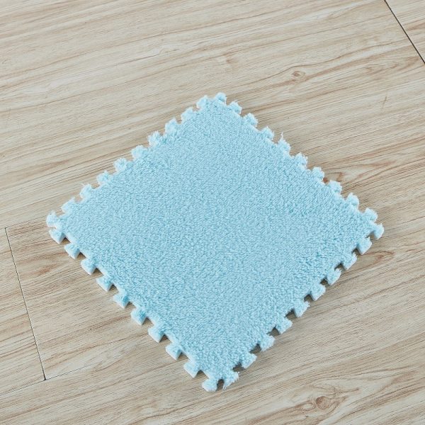 30cm Spliced Velvet Mat Suede Carpet Puzzle Foam Full House Floor Mats Crawling Mat - Light Blue