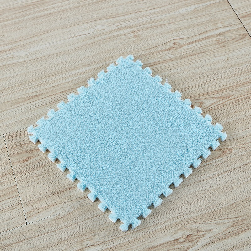 30cm Spliced Velvet Mat Suede Carpet Puzzle Foam Full House Floor Mats Crawling Mat - Light Blue - Image 1
