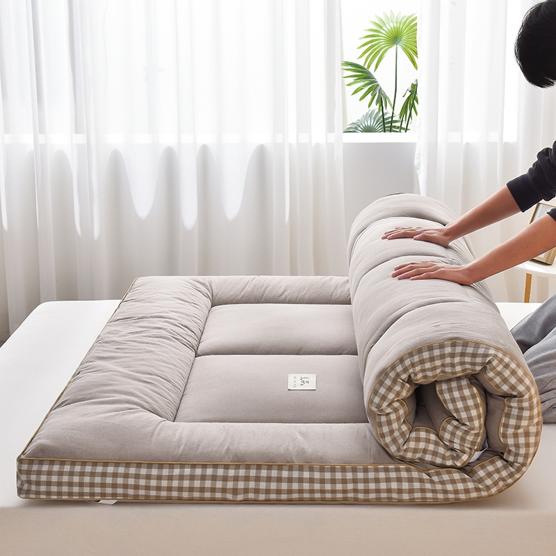 Mattress Topper Thicker Mattress Tatami Single/Queen/King Foldable (10mm thickness) - Khaki
