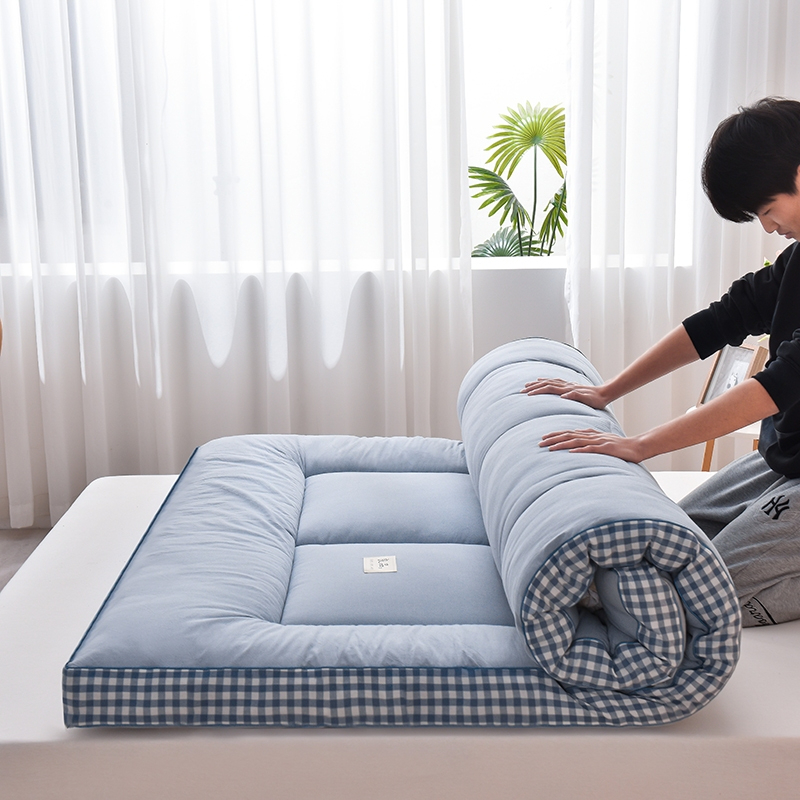 Mattress Topper Thicker Mattress Tatami Single/Queen/King Foldable (10mm thickness) - Blue