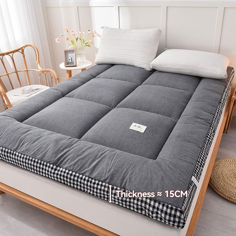 Mattress Topper Thicker Mattress Tatami Single/Queen/King Foldable (15mm thickness) - Grey