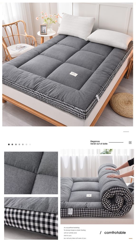 Mattress Topper Thicker Mattress Tatami Single/Queen/King Foldable (10mm thickness) - Grey