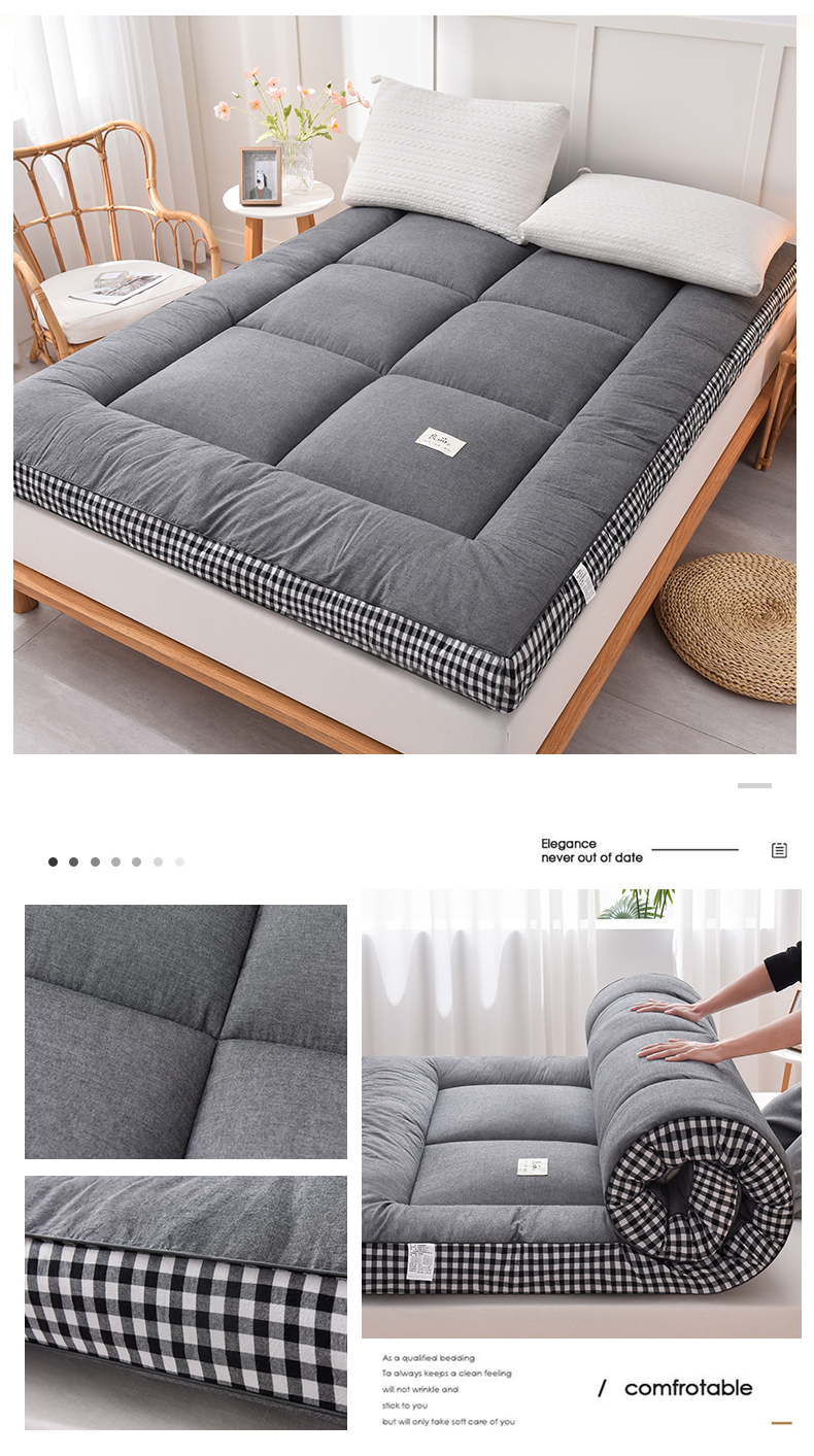 Mattress Topper Thicker Mattress Tatami Single/Queen/King Foldable (10mm thickness) - Grey - Image 3