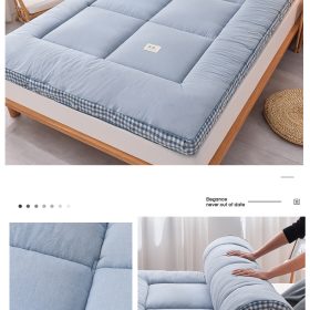 Mattress Topper Thicker Mattress Tatami Single/Queen/King Foldable (10mm thickness) - Blue - Image 3