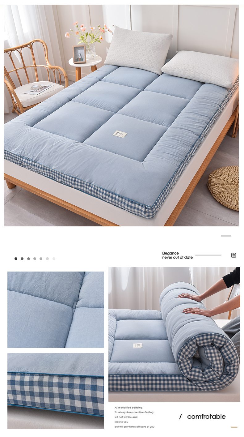 Mattress Topper Thicker Mattress Tatami Single/Queen/King Foldable (10mm thickness) - Blue - Image 3