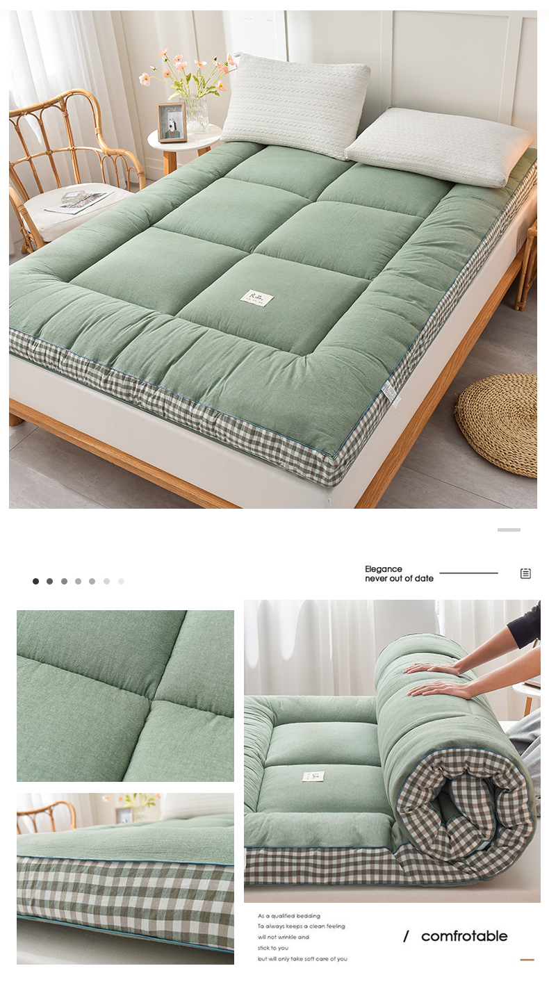 Mattress Topper Thicker Mattress Tatami Single/Queen/King Foldable (10mm thickness) - Green - Image 3