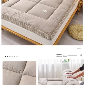 Mattress Topper Thicker Mattress Tatami Single/Queen/King Foldable (10mm thickness) - Khaki - Image 3