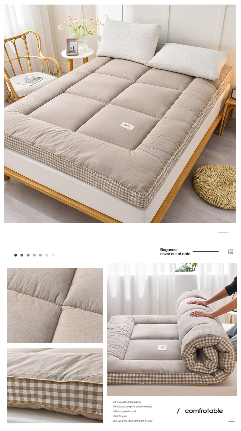 Mattress Topper Thicker Mattress Tatami Single/Queen/King Foldable (10mm thickness) - Khaki - Image 3