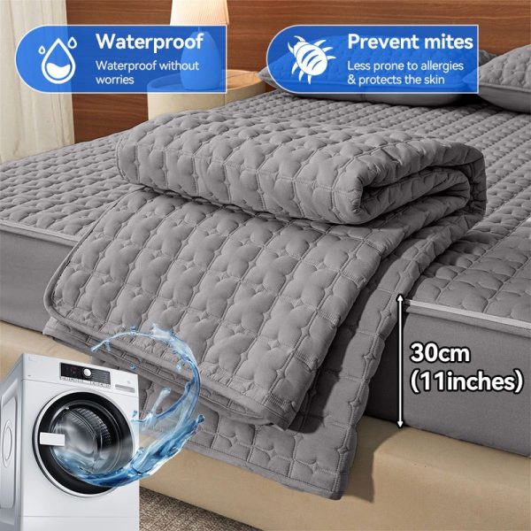 Waterproof Mattress Protector Cover Fitted Bedsheet Set Queen/King /Single/Super Single - White