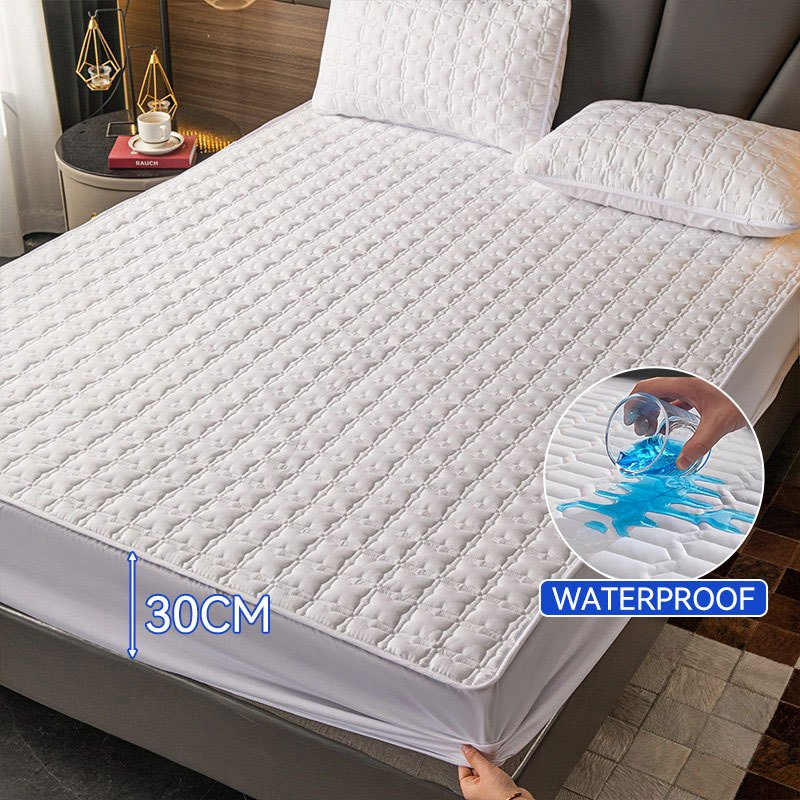 Waterproof Mattress Protector Cover Fitted Bedsheet Set Queen/King /Single/Super Single - White - Image 1