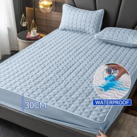 Waterproof Mattress Protector Cover Fitted Bedsheet Set Queen/King /Single/Super Single - Blue