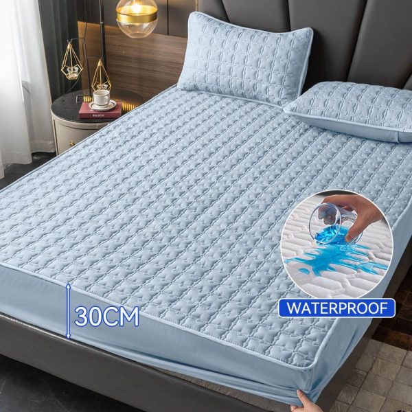 Waterproof Mattress Protector Cover Fitted Bedsheet Set Queen/King /Single/Super Single - Blue