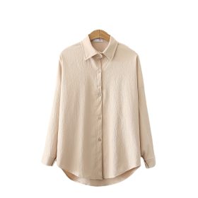 New Blouse Woman Autumn Korean Style All-match Casual Long-sleeved Shirt Fashion Temperament Thin Top - Khaki