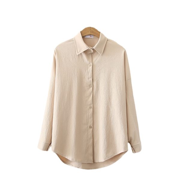 New Blouse Woman Autumn Korean Style All-match Casual Long-sleeved Shirt Fashion Temperament Thin Top - Khaki