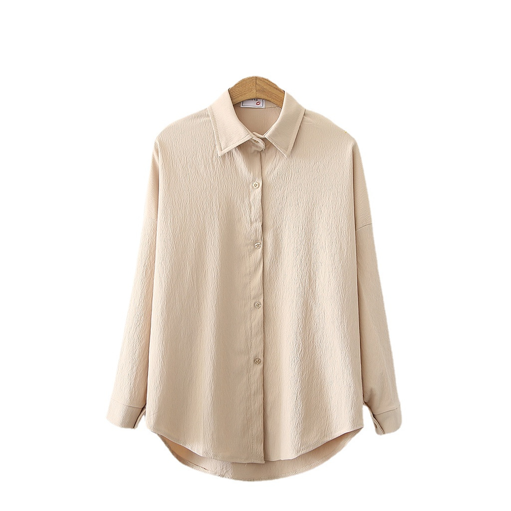 New Blouse Woman Autumn Korean Style All-match Casual Long-sleeved Shirt Fashion Temperament Thin Top - Khaki - Image 1