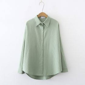New Blouse Woman Autumn Korean Style All-match Casual Long-sleeved Shirt Fashion Temperament Thin Top - Green