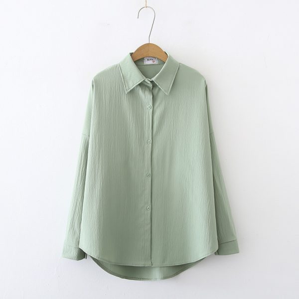 New Blouse Woman Autumn Korean Style All-match Casual Long-sleeved Shirt Fashion Temperament Thin Top - Green