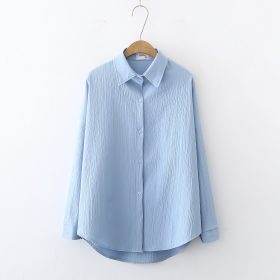 New Blouse Woman Autumn Korean Style All-match Casual Long-sleeved Shirt Fashion Temperament Thin Top - Blue