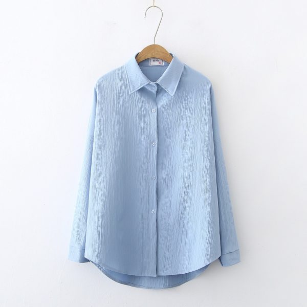 New Blouse Woman Autumn Korean Style All-match Casual Long-sleeved Shirt Fashion Temperament Thin Top - Blue