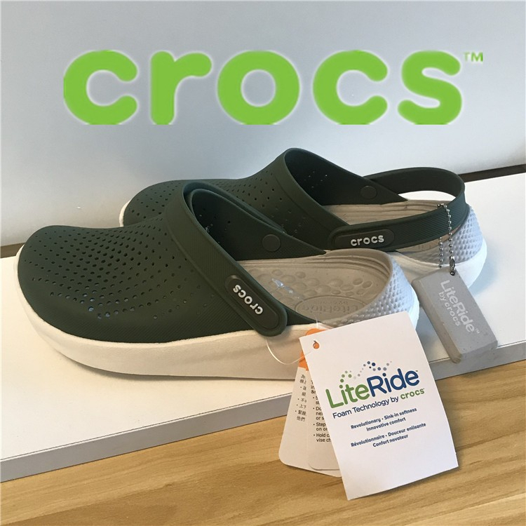 Crocs Men's outdoor sandals couple's clogs soft-soled waterproof beach shoes - Dark Green