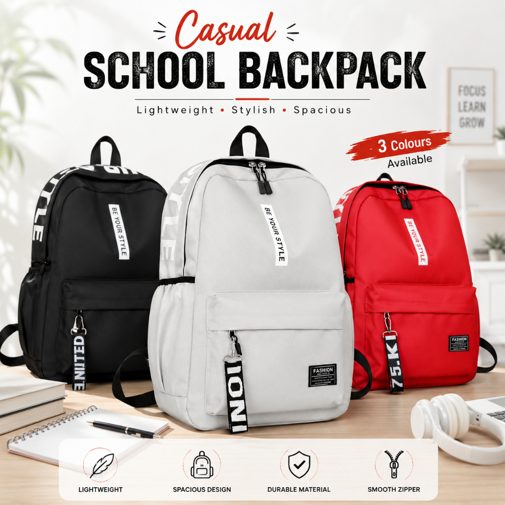 Unisex Canvas Backpack Lightweight, Comfortable, Durable, Spacious and Easy to Carry for School, College, Travel, Work - Black