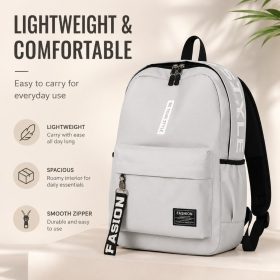 Unisex Canvas Backpack Lightweight, Comfortable, Durable, Spacious and Easy to Carry for School, College, Travel, Work - Grey - Image 3