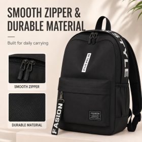 Unisex Canvas Backpack Lightweight, Comfortable, Durable, Spacious and Easy to Carry for School, College, Travel, Work - Black - Image 5