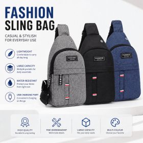 Waterproof Men Sling Bag Men Chest Bag Crossbody Bag | Casual Shoulder Bag Multi Compartment | Anti Theft | Lightweight - Black - Image 2