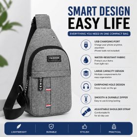 Waterproof Men Sling Bag Men Chest Bag Crossbody Bag | Casual Shoulder Bag Multi Compartment | Anti Theft | Lightweight - Black - Image 3