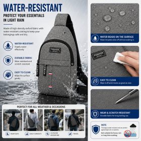 Waterproof Men Sling Bag Men Chest Bag Crossbody Bag | Casual Shoulder Bag Multi Compartment | Anti Theft | Lightweight - Black - Image 5
