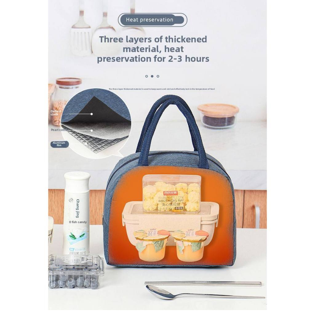 Insulated Lunch Bag Thermal Waterproof Tote Bag for Adults Kids Reusable Cooler Bag Large Capacity Bag - Black