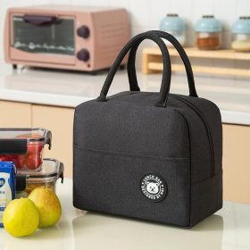 Insulated Lunch Bag Thermal Waterproof Tote Bag for Adults Kids Reusable Cooler Bag Large Capacity Bag - Black