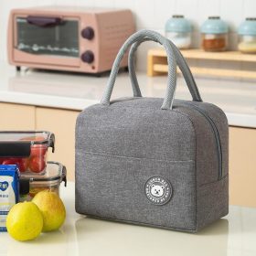 Insulated Lunch Bag Thermal Waterproof Tote Bag for Adults Kids Reusable Cooler Bag Large Capacity Bag - Grey - Image 1