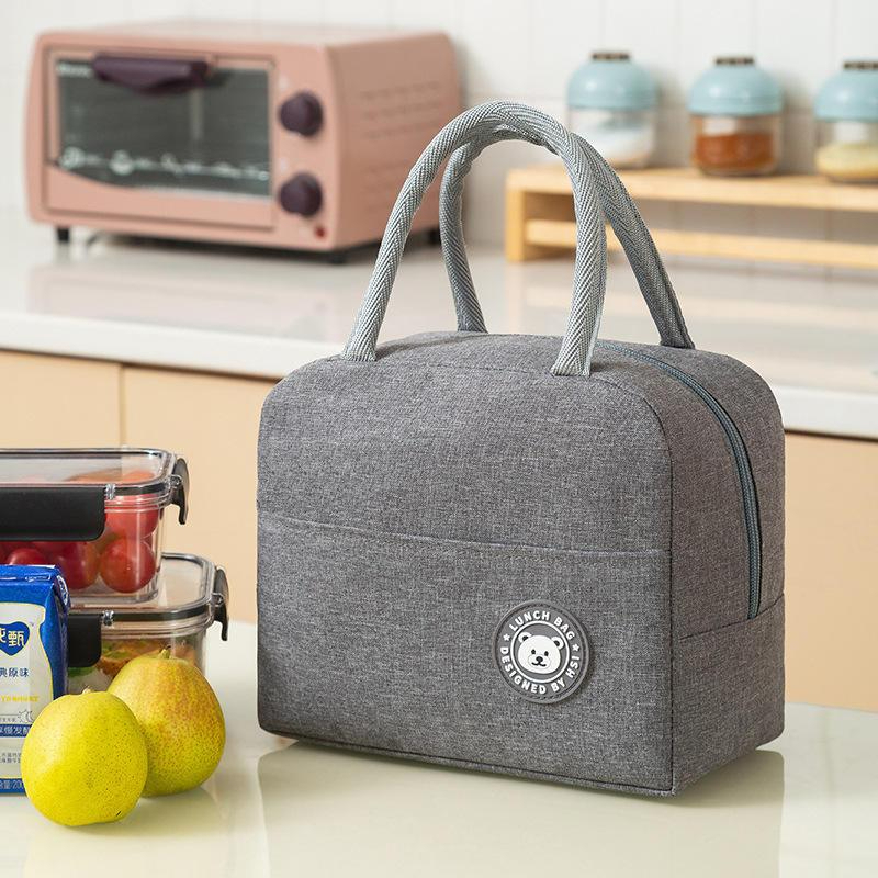 Insulated Lunch Bag Thermal Waterproof Tote Bag for Adults Kids Reusable Cooler Bag Large Capacity Bag - Grey