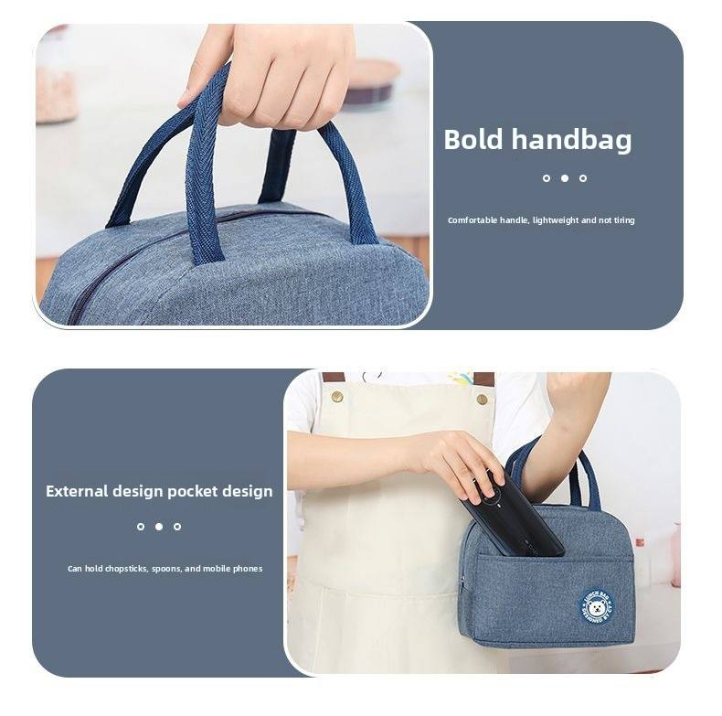 Insulated Lunch Bag Thermal Waterproof Tote Bag for Adults Kids Reusable Cooler Bag Large Capacity Bag - Black