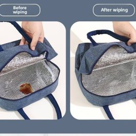 Insulated Lunch Bag Thermal Waterproof Tote Bag for Adults Kids Reusable Cooler Bag Large Capacity Bag - Black - Image 6