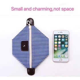 Multi-Purpose Colorful Stripe Pouch for Makeup, Stationery & Accessories - Blue - Image 8