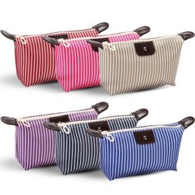 Multi-Purpose Colorful Stripe Pouch for Makeup, Stationery & Accessories - Blue - Image 2