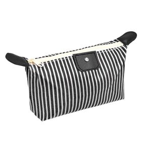 Multi-Purpose Colorful Stripe Pouch for Makeup, Stationery & Accessories - Black - Image 1